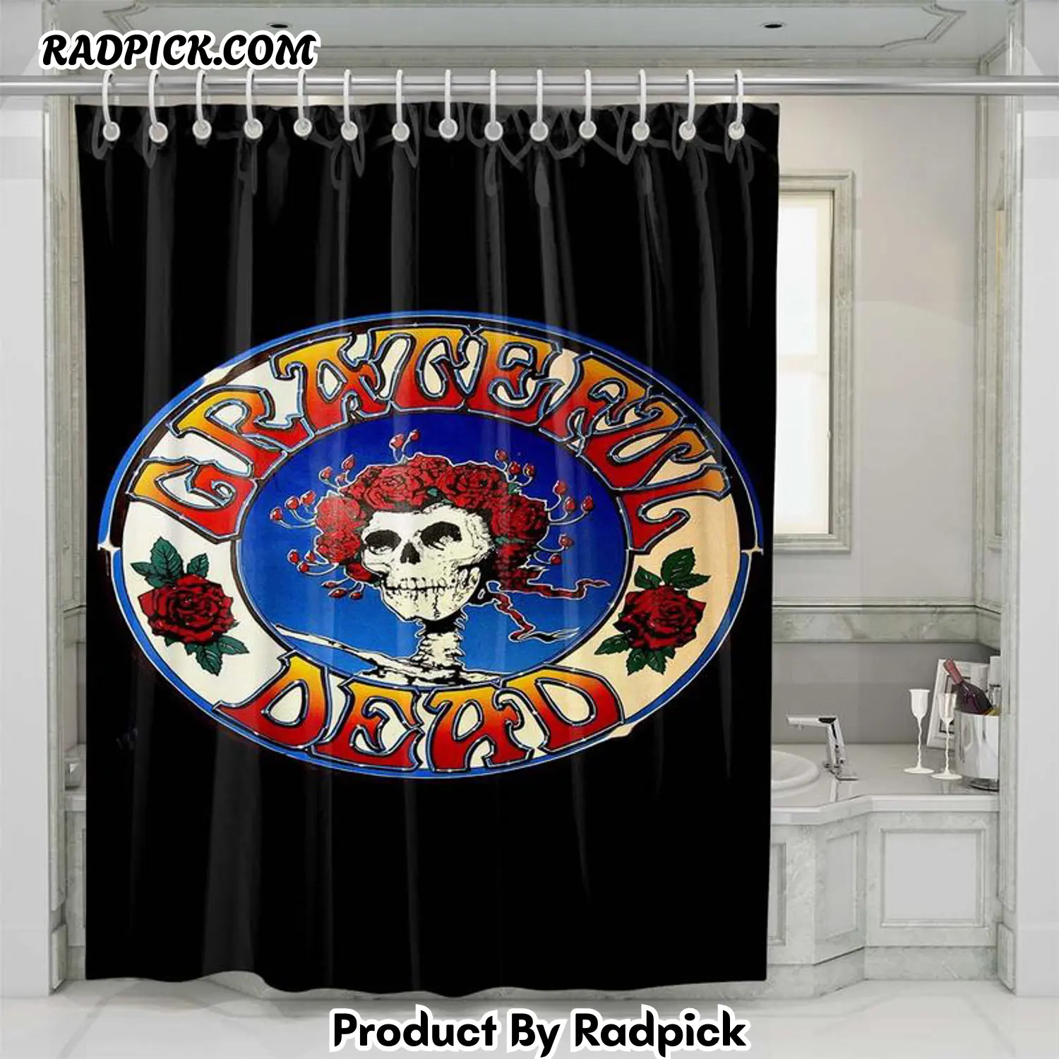 Grateful dead 2 shower curtain set bathroom set for bathroom decor best gift for friends rp387855